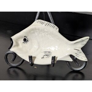 Vintage Ceramic Fish Dish Black and White‎ Seattle 1958